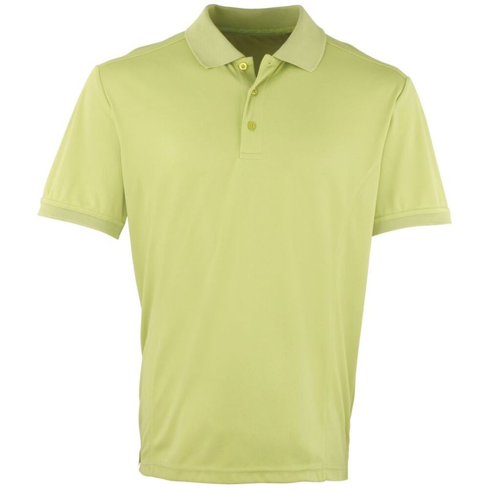 Premier Mens Coolchecker Pique Short Sleeve Polo T-Shirt / Lime